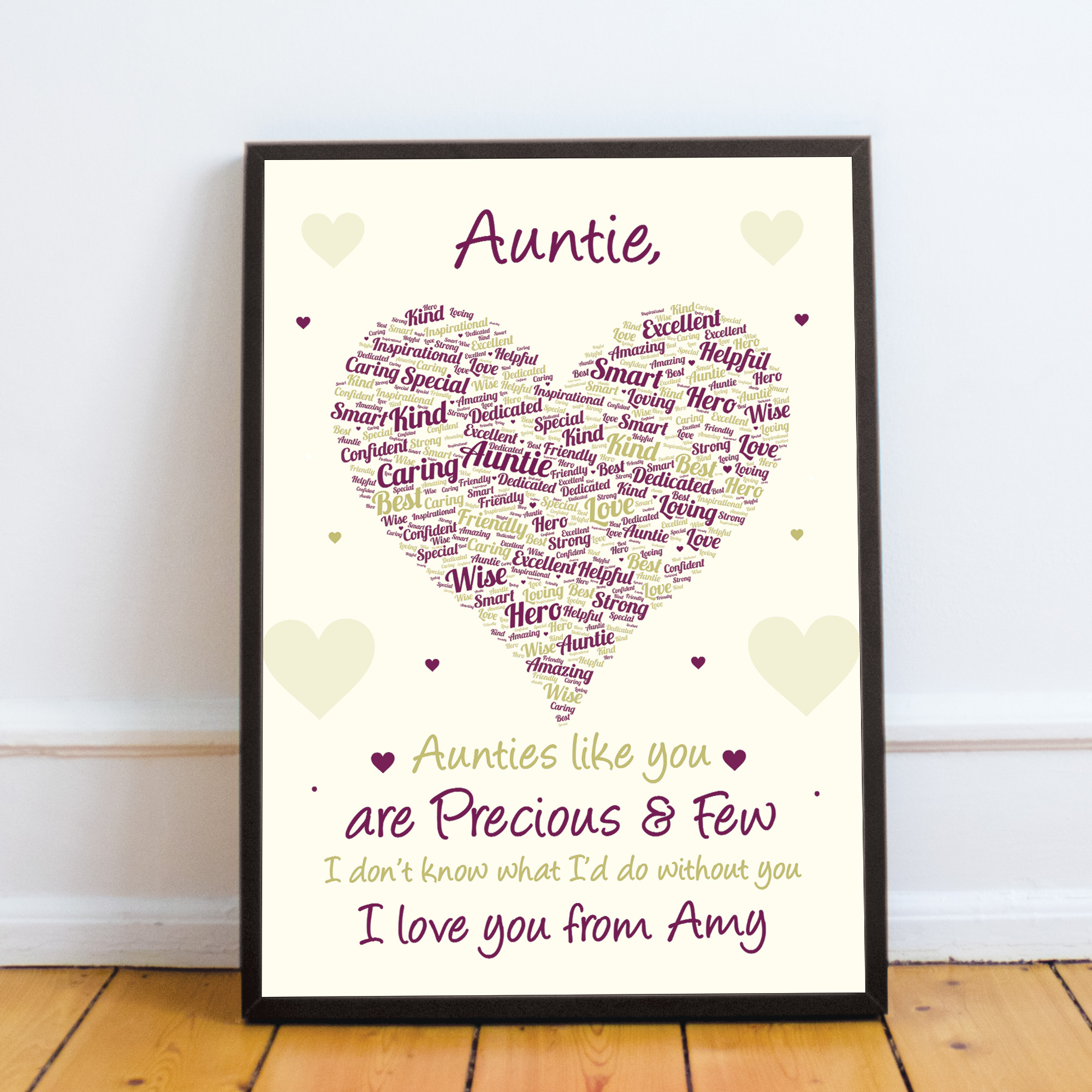 Auntie Poem Gift Word Art Framed Print Birthday Xmas Gift