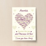 Auntie Poem Word Art Print Birthday Xmas Gift From Niece Nephew