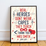 Superhero Personalised Print Thank You Teacher Assistant Leaving