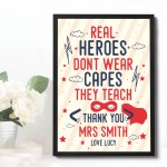 Superhero Personalised Print Thank You Teacher Assistant Leaving