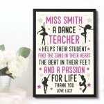 Dance Teacher Gift Framed Print Thank You Teacher Gift Men Women