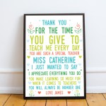 Teacher Thank You Poem Personalised Print Leaving School Present