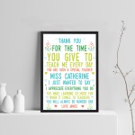 Teacher Thank You Poem Personalised Print Leaving School Present