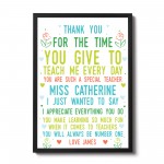 Teacher Thank You Poem Personalised Print Leaving School Present