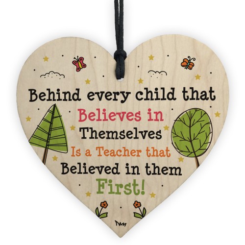 Gift For Teacher Wooden Heart Handmade Thank You Leaving School 