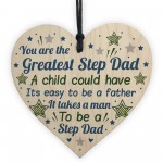 Greatest Step Dad Wood Heart Step Dad Birthday Christmas Gift