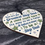 Greatest Step Dad Wood Heart Step Dad Birthday Christmas Gift