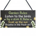 Novelty Garden Rules Hanging Plaque SummerHouse Sign Garden Shed