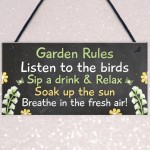 Novelty Garden Rules Hanging Plaque SummerHouse Sign Garden Shed