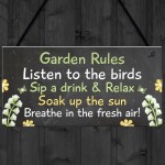 Novelty Garden Rules Hanging Plaque SummerHouse Sign Garden Shed
