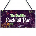 Personalised Cocktail Bar Hanging Home Bar Garden Sign Novelty