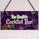 Personalised Cocktail Bar Hanging Home Bar Garden Sign Novelty