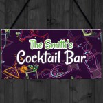 Personalised Cocktail Bar Hanging Home Bar Garden Sign Novelty