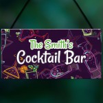 Personalised Cocktail Bar Hanging Home Bar Garden Sign Novelty