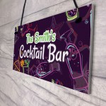 Personalised Cocktail Bar Hanging Home Bar Garden Sign Novelty