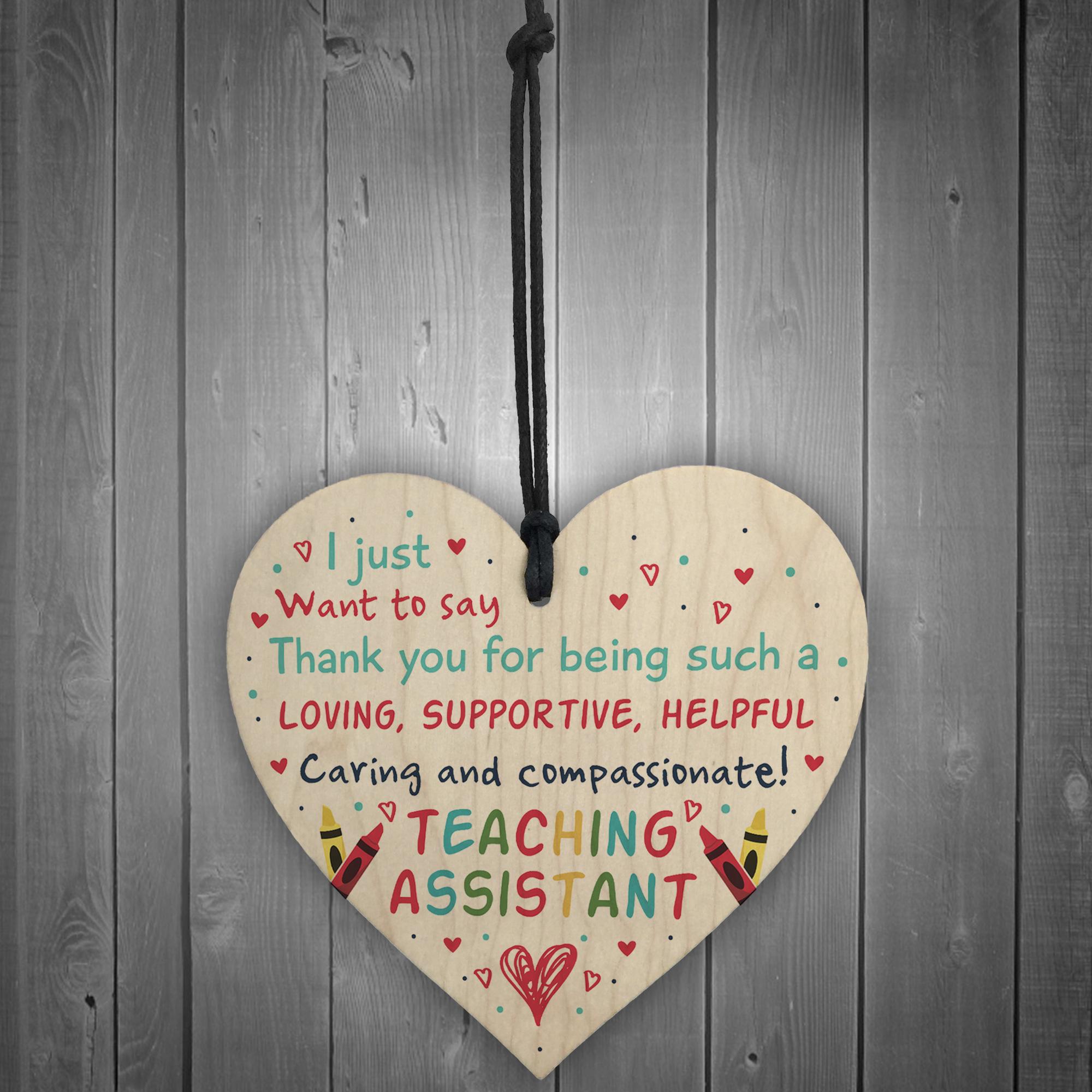 Teaching Assistant Thank You Present Wooden Heart Leaving Gift