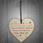 Thank You Gift For Childminder Babysitter Wooden Heart Leaving