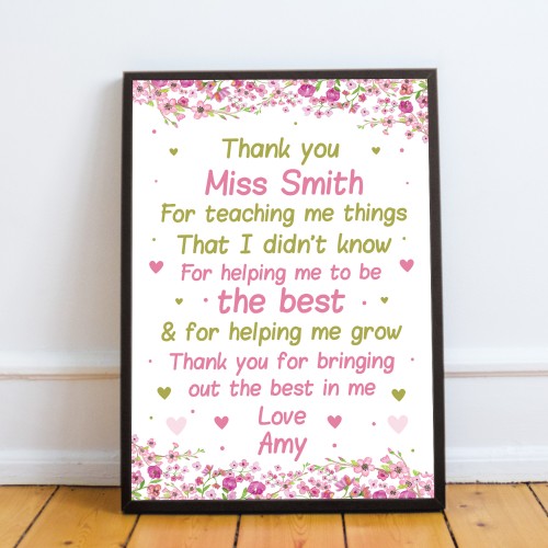 Teacher Thank You Gifts Personalised School Nursery Pre School 