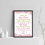 Teacher Thank You Gifts Personalised School Nursery Pre School 