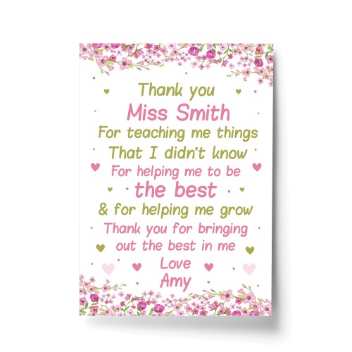 Nursery Pre School Teacher Thank You Gifts Personalised Leaving 