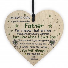 Daddy's Girl Wood Heart Birthday Christmas Gift For Him Daughter