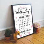 Wedding Day Print Personalised Gift Marriage Present Heart Frame