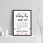 Wedding Day Print Personalised Gift Marriage Present Heart Frame