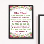 Personalised Teacher Framed Print Gift Leaving School Nursery