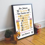 Teacher Thank you Personalised Gift Poster Framed Print