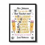 Teacher Thank you Personalised Gift Poster Framed Print