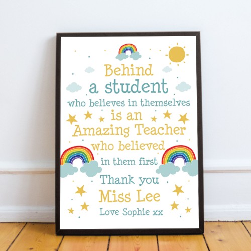 Personalised Teacher Print School Nursery PreSchool Leaving Gift