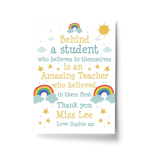 Teacher Print Personalised School Nursery Pre School Leaving