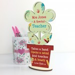 Personalised Best Teacher Gift Thank You Wooden Flower Leaving