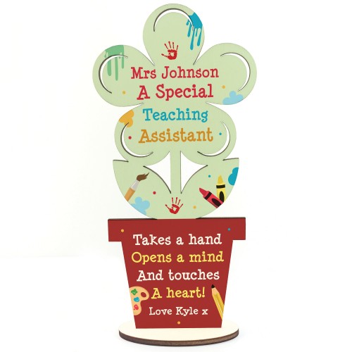 Special Gift For Teacher Assistant Wood Flower Plaque Thank You 