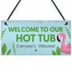 Hot Tub Sign Hanging Novelty Garden Plaque Shed Jacuzzi Pool