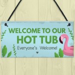 Hot Tub Sign Hanging Novelty Garden Plaque Shed Jacuzzi Pool