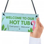 Hot Tub Sign Hanging Novelty Garden Plaque Shed Jacuzzi Pool