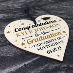 Congratulations Wood Heart Personalised Graduation Uni Gift 