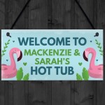 Personalised Hot Tub Sign Hanging Plaque Garden Summerhouse Sign