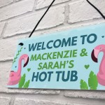Personalised Hot Tub Sign Hanging Plaque Garden Summerhouse Sign