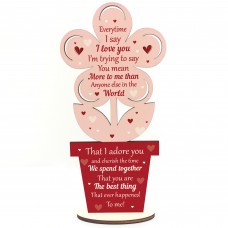 Love You Plaque Flower Special Anniversary Valentines Day Gift