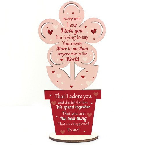 Love You Plaque Flower Special Anniversary Valentines Day Gift