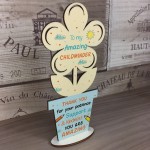 Childminder Thank You Gift Wooden Flower Present For Babysitter 