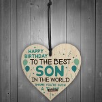 Funny Happy Birthday Gift For Son Wood Heart Son Birthday Card