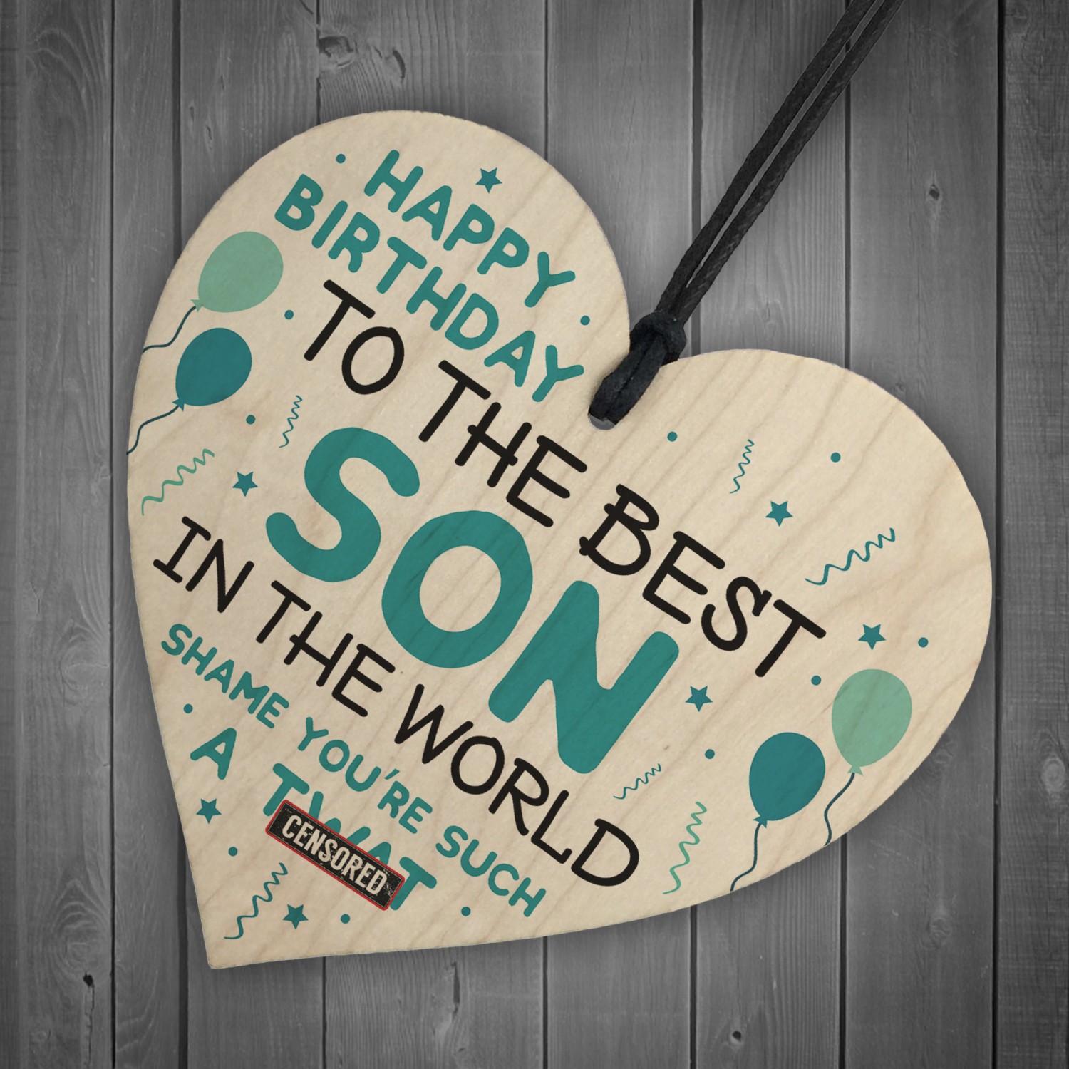 Funny Happy Birthday Gift For Son Wood Heart Son Birthday Card