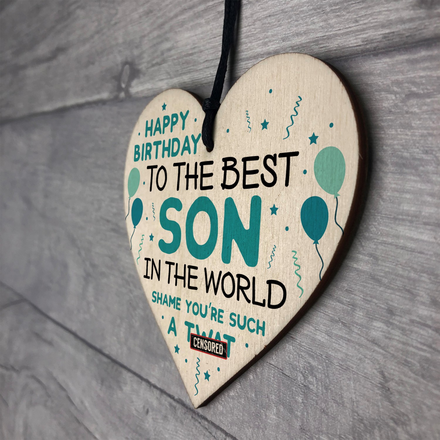 Funny Happy Birthday Gift For Son Wood Heart Son Birthday Card