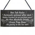 Chalkboard Hot Tub Rules Hanging Plaque Summer House Garden Sign