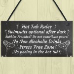 Chalkboard Hot Tub Rules Hanging Plaque Summer House Garden Sign