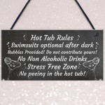 Chalkboard Hot Tub Rules Hanging Plaque Summer House Garden Sign