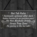 Chalkboard Hot Tub Rules Hanging Plaque Summer House Garden Sign